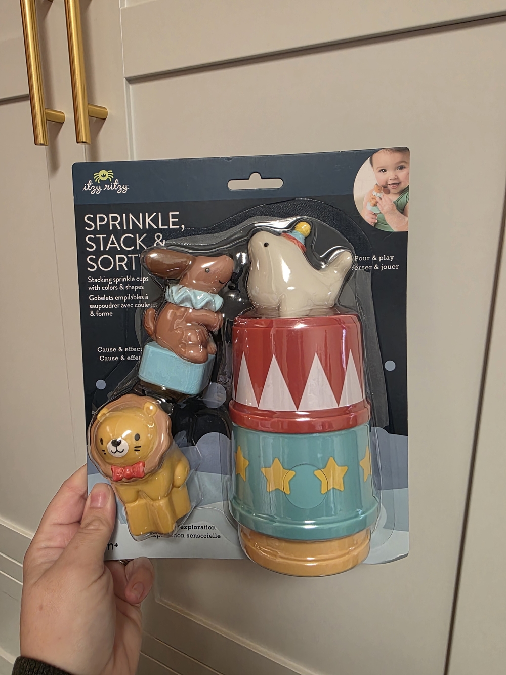Itzy Ritzy Sprinkle, Stack & Sort Kids Stacking Toy - Red, Teal, Yellow
